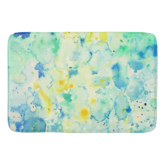 Bain Tapis de douche jaune vert abstrait d'aquarelle