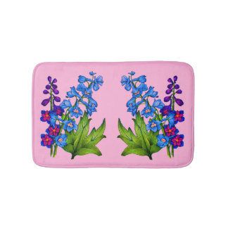 Bain tapis d'impression de fleurs de delphinium