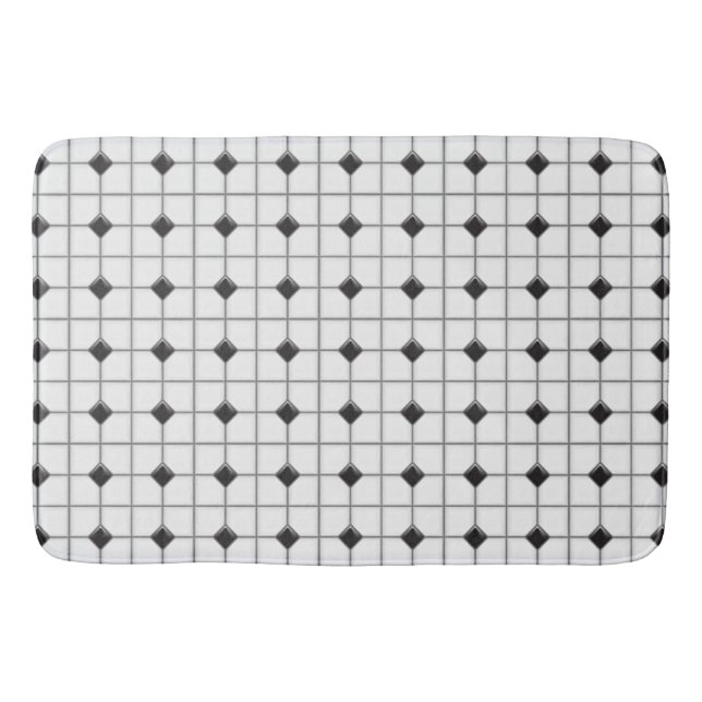Bain Tapis noir et blanc "de regard de tuile" (Devant)