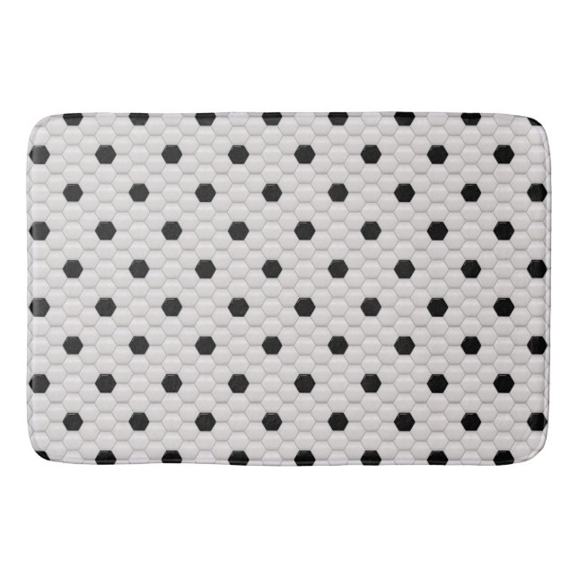 Bain Tapis noir et blanc de regard de tuile d'hexagone (Devant)