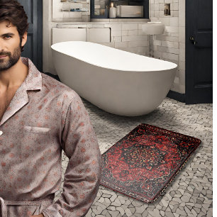 Bain Visage de tapis persan en champ teinté rose