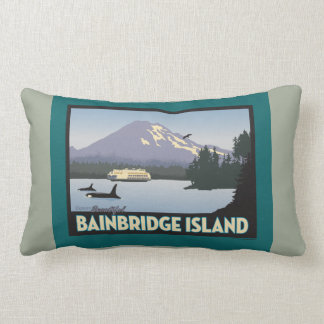 Bainbridge Island Retro-styled Poster Art Lumbar Pillow