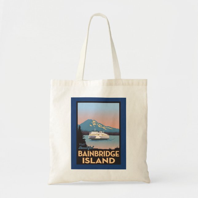 Bainbridge Island Retro-styled Poster Art Tote (Front)