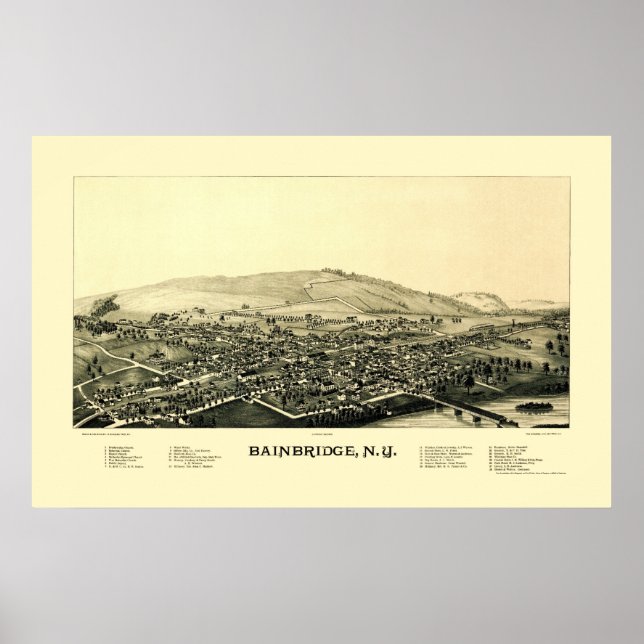 Bainbridge, NY Panoramic Map - 1889 Poster (Front)