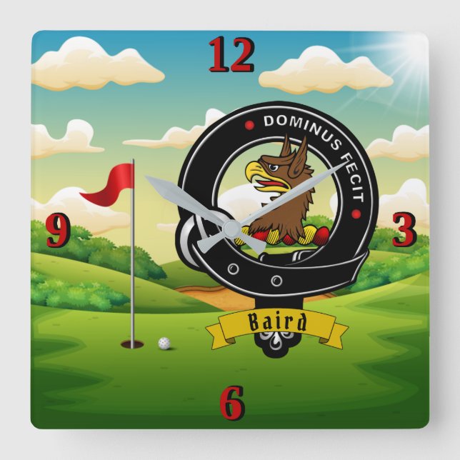 Baird Clan Badge Golf    Square Wall Clock (Front)