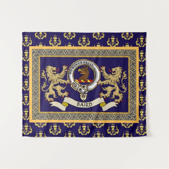 Baird Clan Badge Personalized Blue Tapestry (Front (Horizontal))
