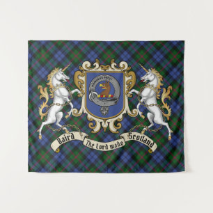 Baird Clan Badge & Unicorns w/Tartan Tapestry