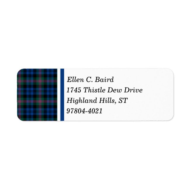 Baird Clan bleu et vert Tartan écossais (Devant)