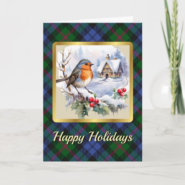 Baird Crest & Tartan w/Robin Personalized  Card (Front)