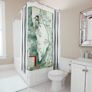 Bairei Pic-Pic-Oiseau Cerisier Arbre Douche rideau