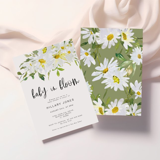 Baise blanche | Baby shower Invitation florale est (Créateur téléchargé)