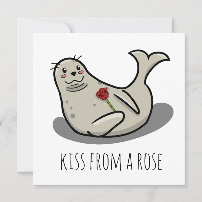 "Baiser d'un rose" drôle carte de jour valentines (Devant)