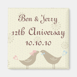 Baiser les oiseaux Aniversaire Mariage Magnet