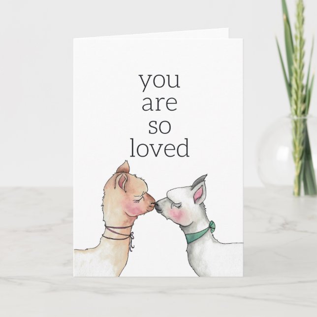 Baiser Llamas "Vous êtes aimés" Carte de voeux (Devant)
