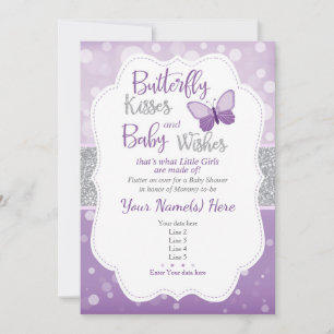 Baisers à papillon Baby shower Invitation