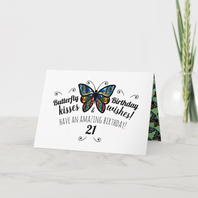 Baisers à papillon Carte de voeux d'anniversaire (Devant)