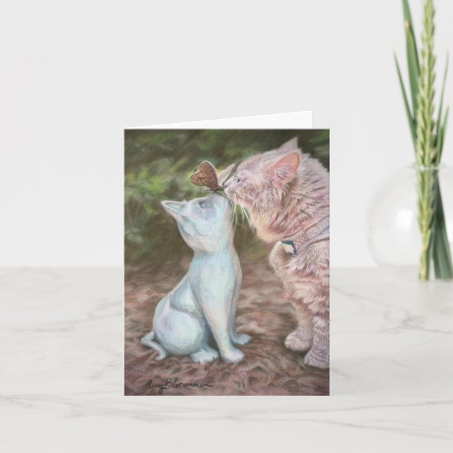 Baisers à papillon carte pour notes plié 4 po x 5, (Devant)