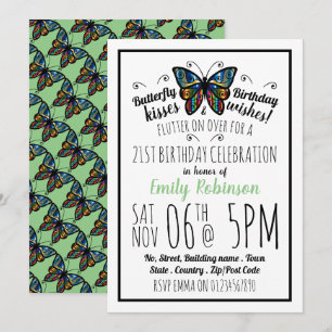 Baisers à papillon Invitation de fête d'anniversai