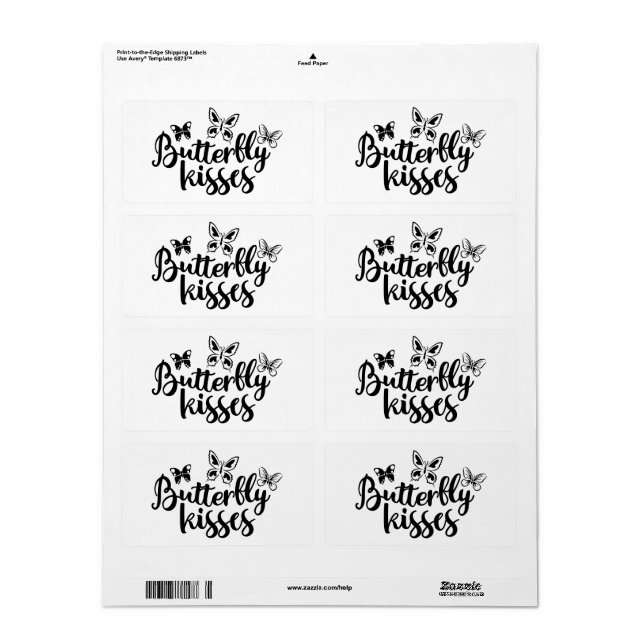 Baisers à papillon Papillons Mariage noir blanc (Feuille entière)