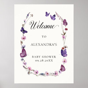 Baisers à papillon Wild Purple Baby Welcome Poster