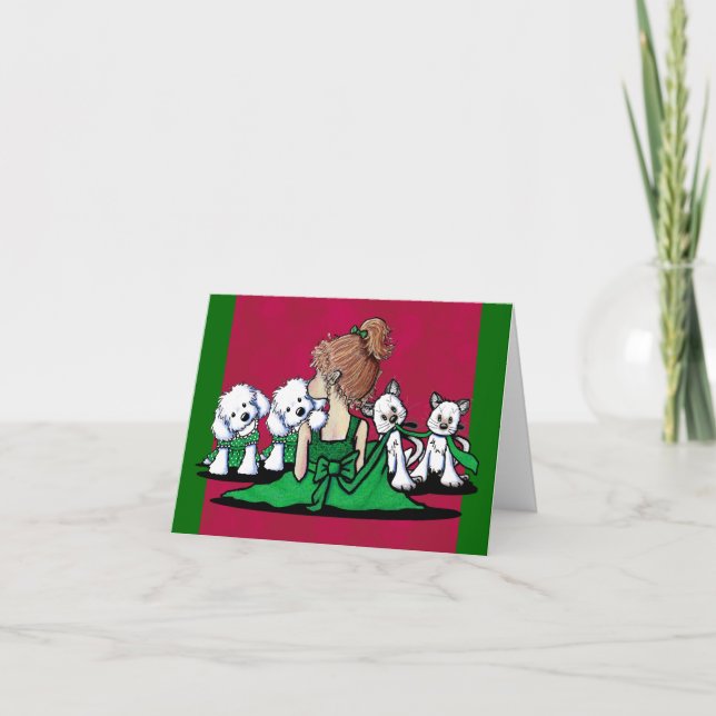 Baisers et rires bébêtes maltais et carte de Noël (Devant)