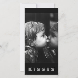 Baisers, Fille Baiser Son Réflexion Carte B&W