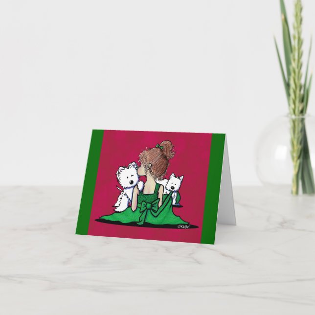 Baisers & Giggles Chiens de Westie Carte de Noël (Devant)