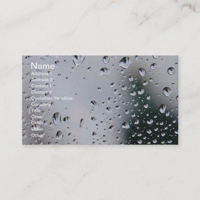 Baisses de pluie sur la carte en verre de profil (Devant)