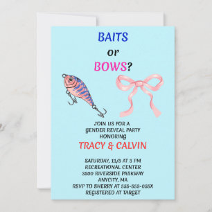 Baits or Bows Gender Reveal Invitation