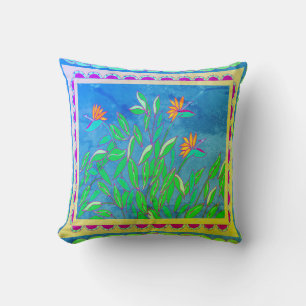 Baja Bird of Paradise Vintage Throw Pillow
