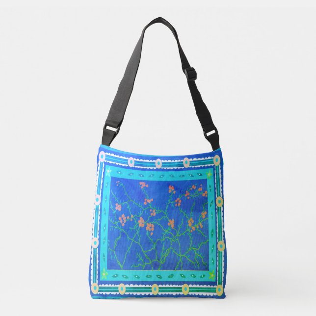 Baja Bougainvillea Vintage Crossbody Bag (Front)