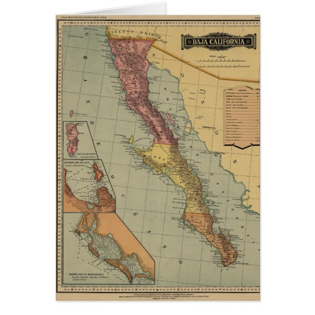 Baja California Antique Map (Front)