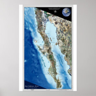 Baja California, Mexico satellite poster