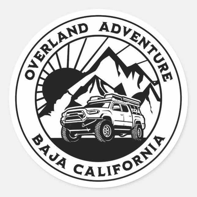 Baja California Overland Truck Classic Round Sticker (Front)
