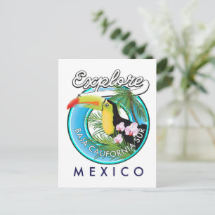 Baja California Sur Mexico retro logo Postcard
