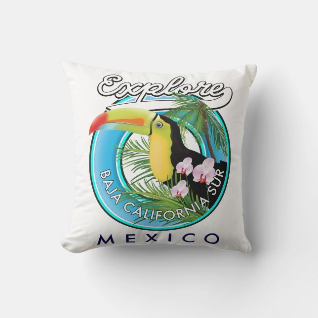 Baja California Sur Mexico retro logo Throw Pillow (Front)