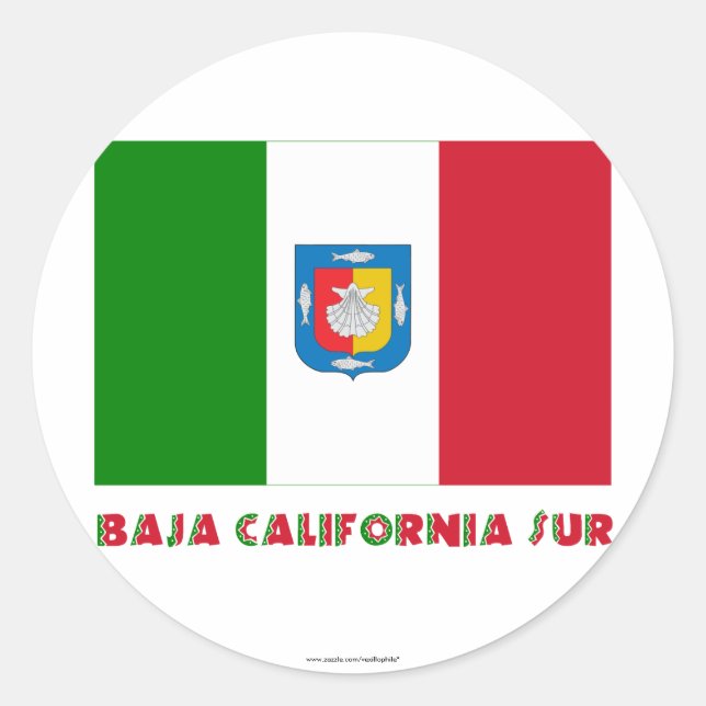 Baja California Sur Unofficial Flag Classic Round Sticker (Front)