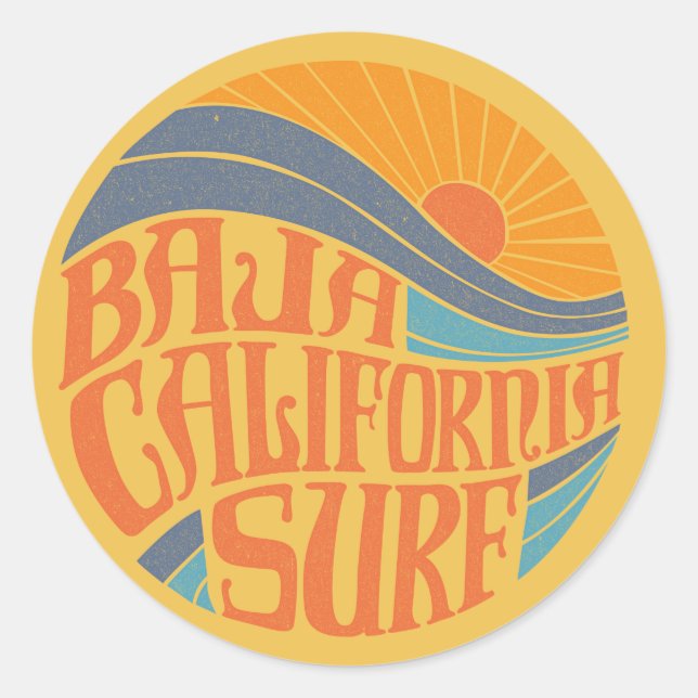 Baja California Surf Vintage Sticker (Front)