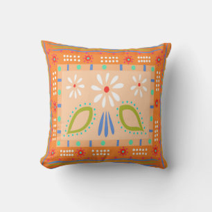 Baja Fiesta Orange Throw Pillow