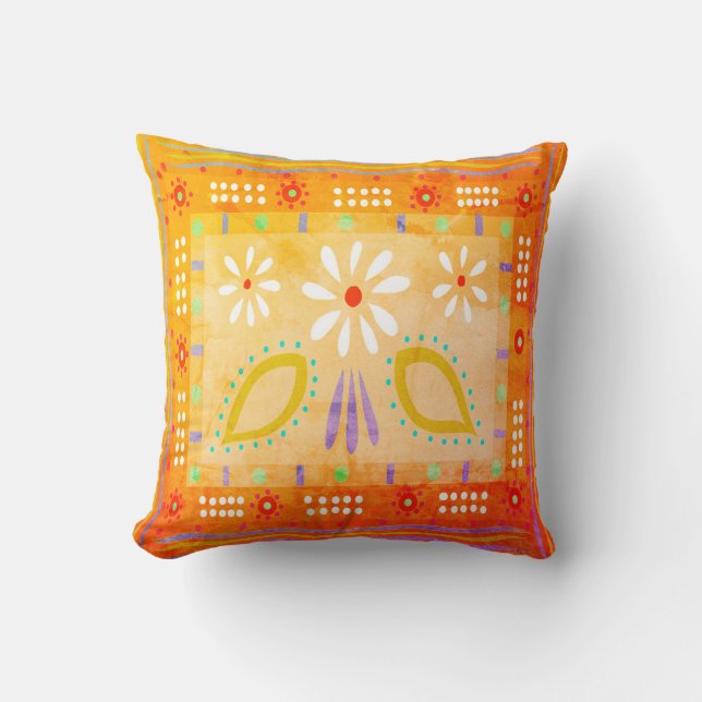 Baja Fiesta Vintage Throw Pillow (Front)
