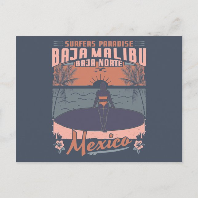 BAJA MALIBU MEXICO - BIG WAVE SURFING POSTCARD (Front)