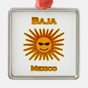 Baja Mexico Sun Face Icon Metal Ornament