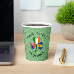 Bajan Irish American Shamrock Personalized Text Paper Cups