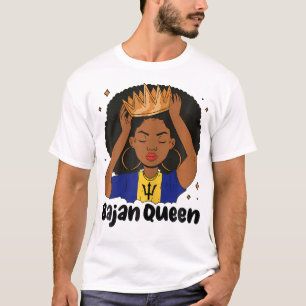 Bajan Queen Black Afro Barbados Flag Pride Barbadi T-Shirt