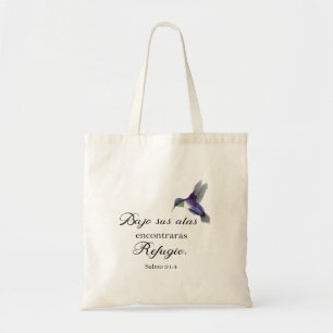 Bajo sus alas spanish bible verse psalm91 tote bag