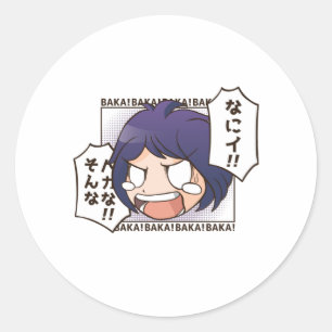 Baka anime classic round sticker
