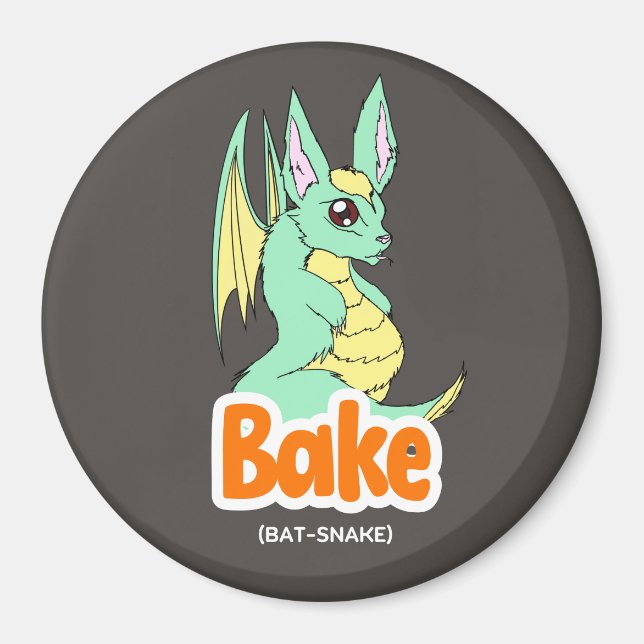 Bake (Cat + Bake) Cute Circle and Square Magnet (Front)