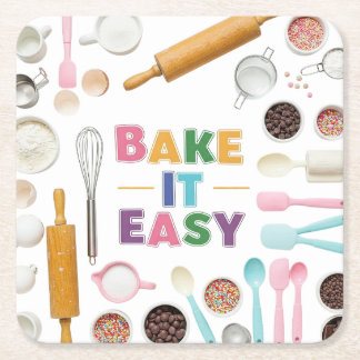 Bake It Easy Square Paper Coaster