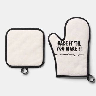 BAKE IT 'TIL YOU MAKE IT OVEN MITTS - CHERRYBOMBCO MITT & POT HOLDER SET