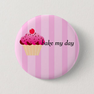 bake my day cupcake pink 2 inch round button